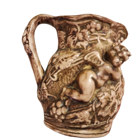 Newell Studios Ceramic Cherub Pitcher | Vintage Brown Glazed Pitcher - Picture 7 of 15
